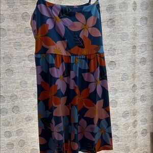 Fighting Eel Navy Floral A-Line Skirt with Pink & Orange Blooms